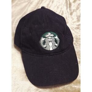Starbucks Coffee Mermaid Logo Cap Hat Adjustable Black Employe Cotton